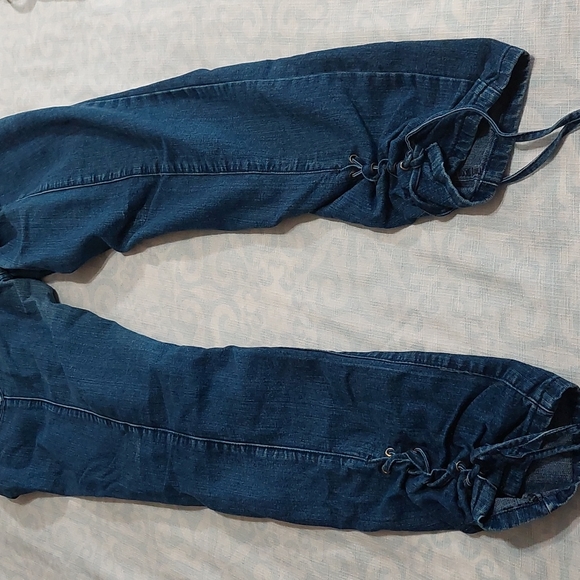 What's Hot Juniors Stretch Jeans W/lace Up At Ankles Size 7. - Picture 7 of 8